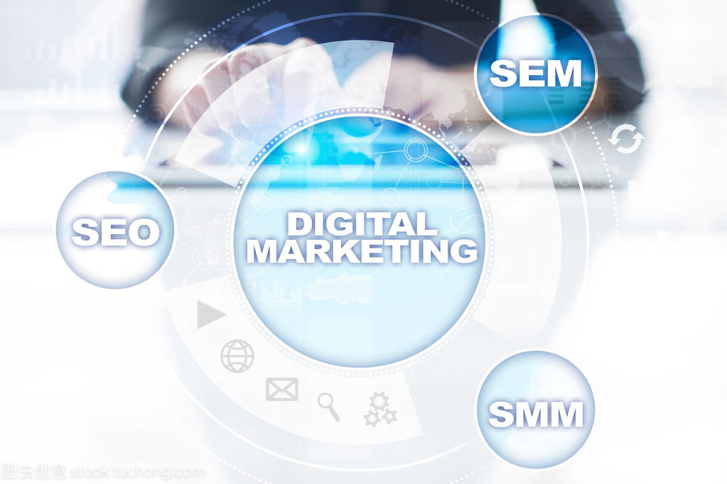 数字营销技术的概念。互联网。在线。Seo。广告 Smm。